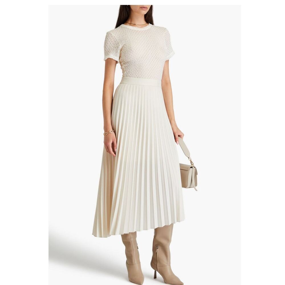 Frame top semi-sheer stretch nylon crewneck shirt small